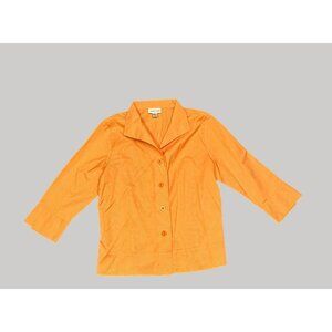 Coldwater Creek Womens Orange Checkered Blouse M